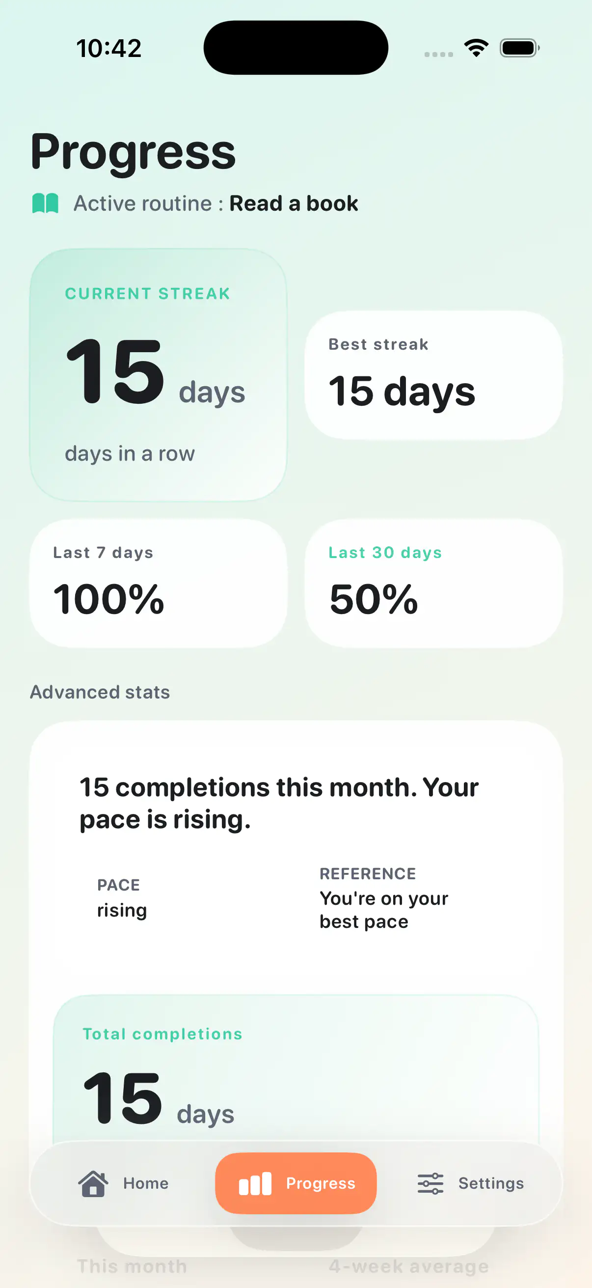 FocusOne streak and progress overview