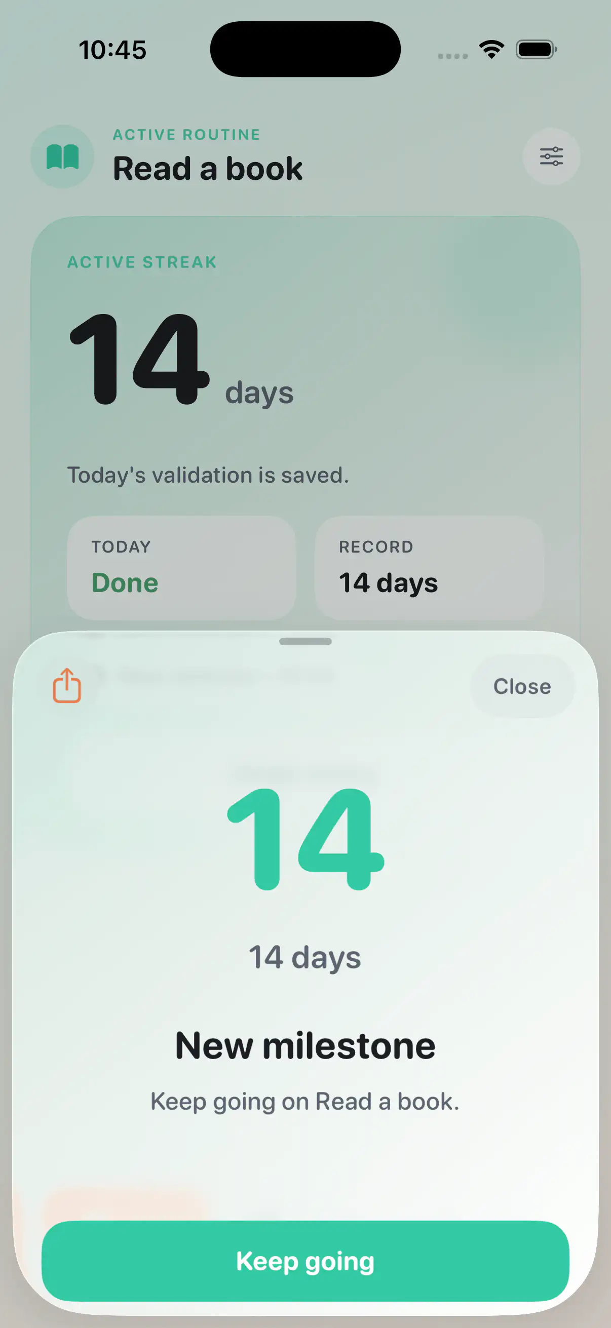 FocusOne milestone celebration screen