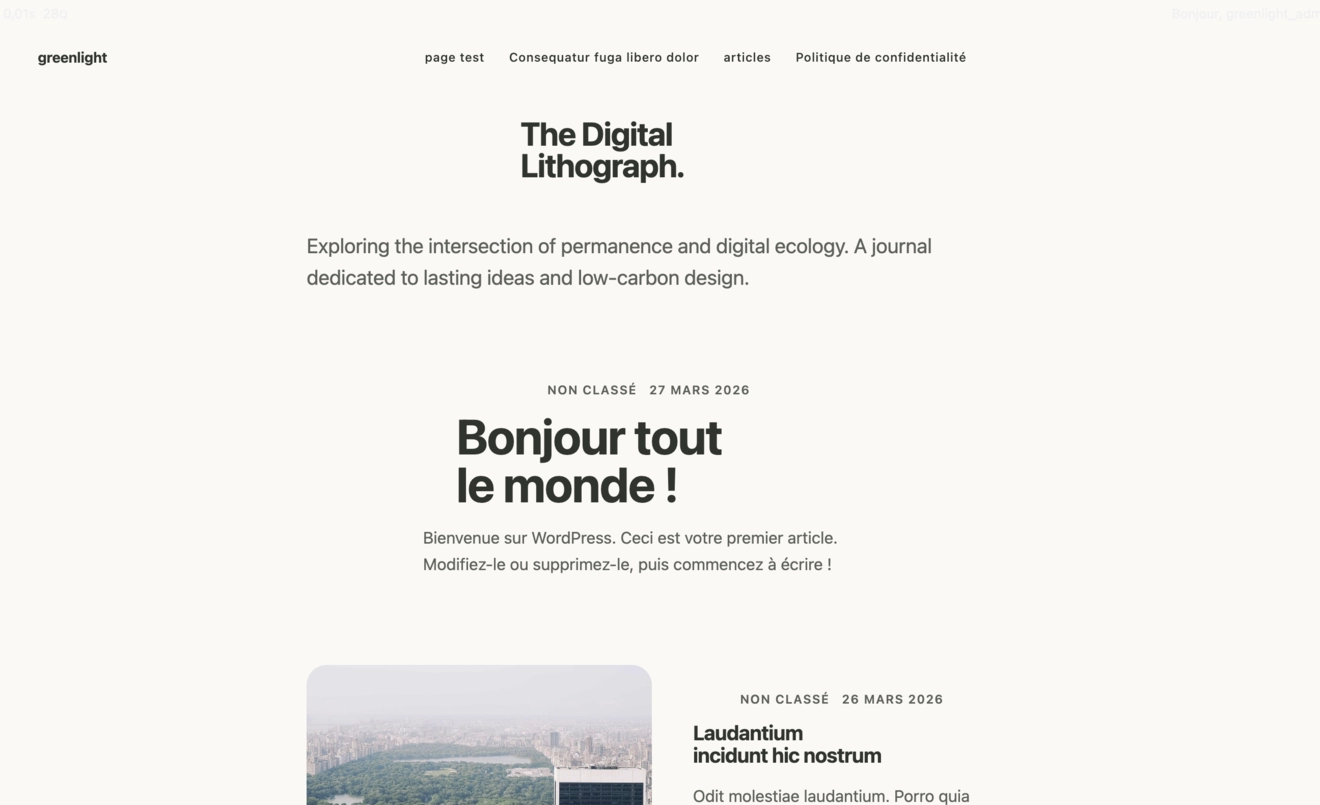 Capture de la page d’accueil Greenlight-free